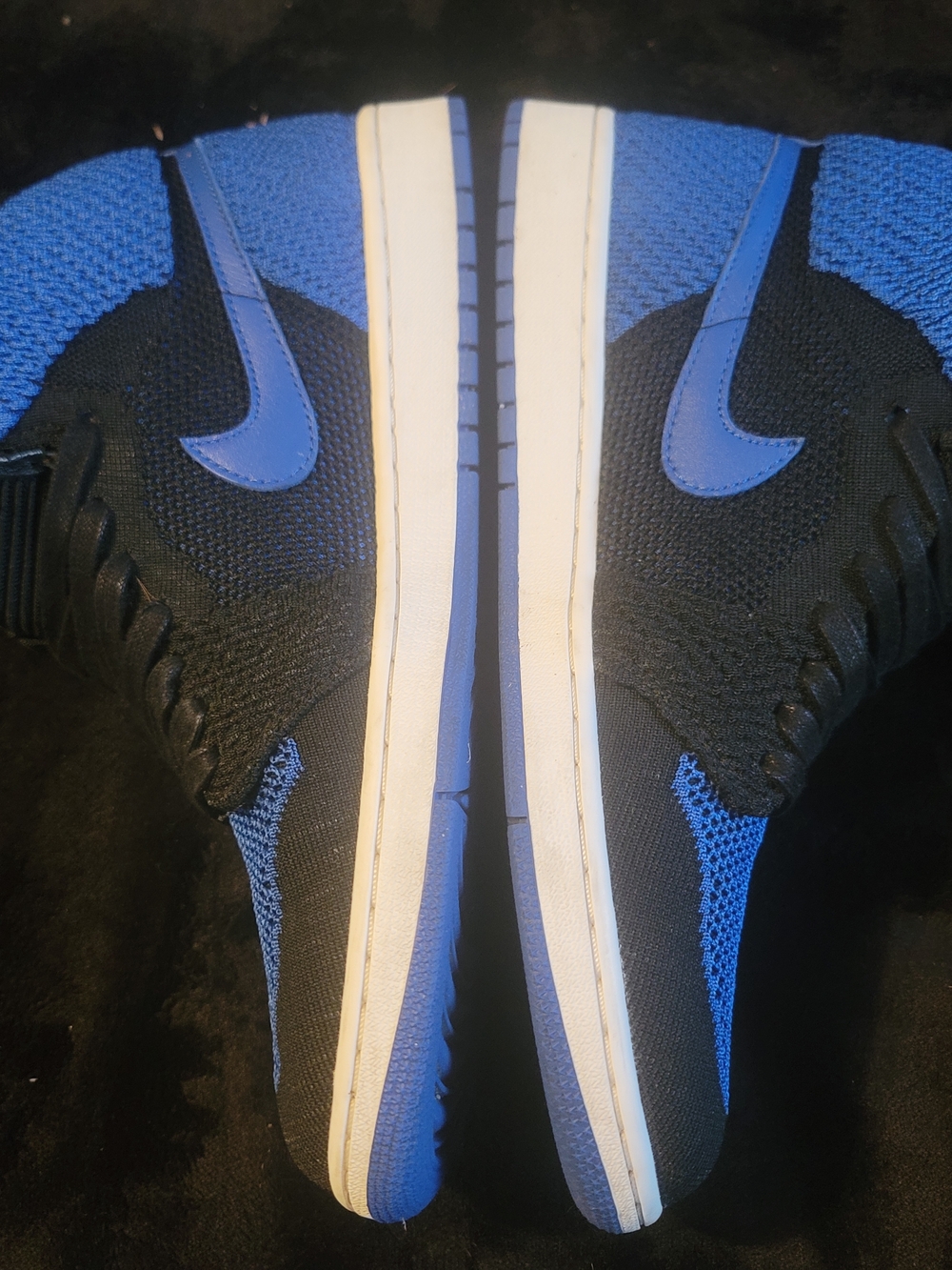 Jordan 1 Flynit Men With Box Black & Royal Blue Low-Top Sneakers